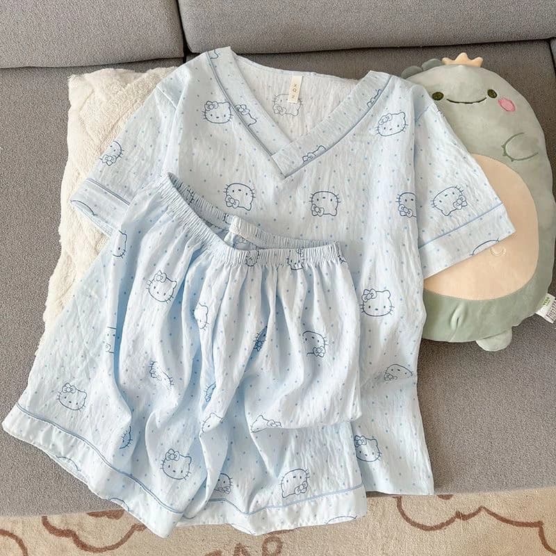[Sẵn] Bộ ngủ pyjama cộc tay nữ mặc nhà cổ V nhiều hoạ tiết đáng yêu 613