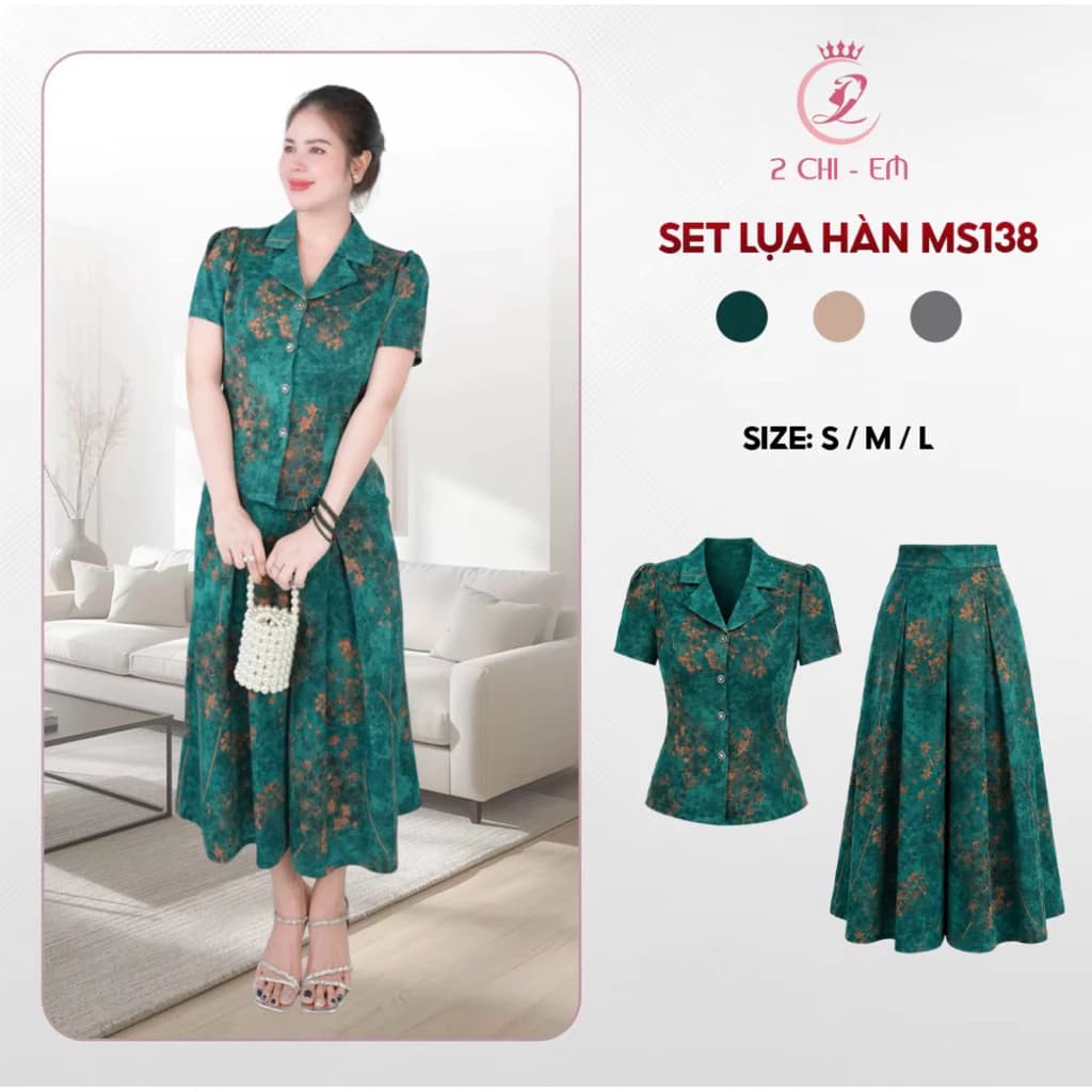 Đồ bộ trung niên, Sét đồ kiểu cho các mẹ, quần ống rộng , chất lụa thoáng mát  Ms138