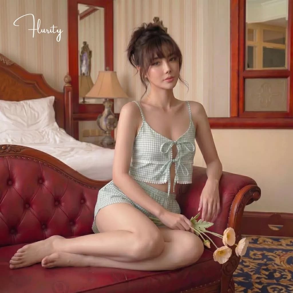 Set Bộ Đồ Ngủ Nữ Thiết kế Mặc Ở Nhà Cao Cấp Quyến Rũ Cotton Thấm Hút Tốt Dễ Thương Flurity Cara Set BNSETN175