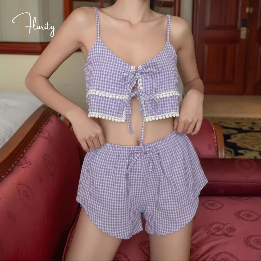Set Bộ Đồ Ngủ Thiết kế Cao Cấp Nữ Quyến Rũ Mặc Ở Nhà Thấm Hút  Tốt Dễ Thương Flurity Cara Set Cotton BNSETN175