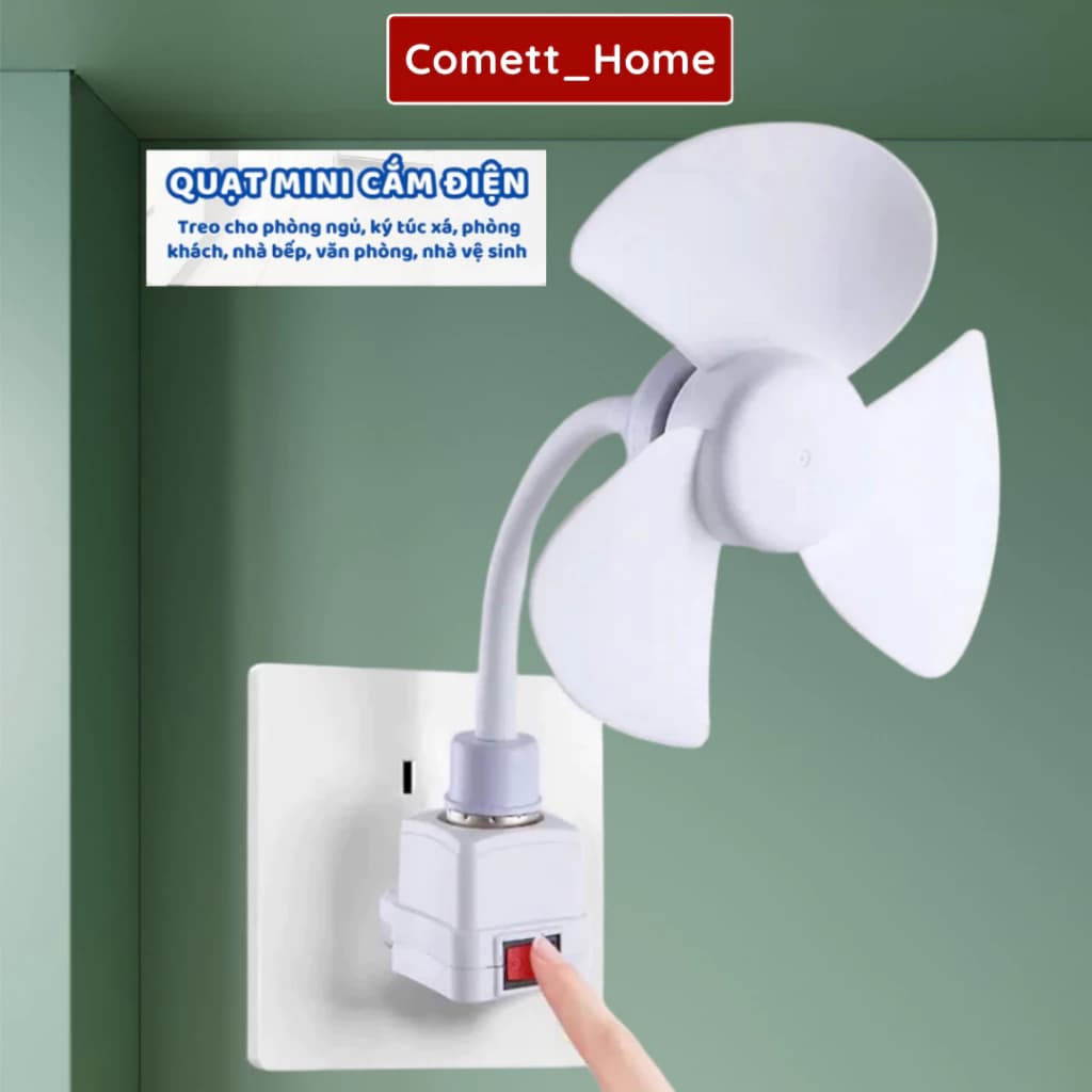 Quạt Trần E27 Mini 2 Chấu Hiện Đại 3 Cánh Gió Công Suất 10W Động Cơ Êm, Lắp Đèn Trần, Phòng Ngủ,Văn Phòng
