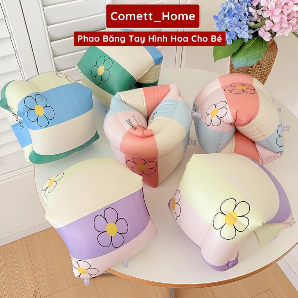 Phao Băng Tay Bể Bơi - Phao Bơi Tay Họa Tiết Hình Hoa Có Tay Cầm Điều Chỉnh Chất Lượng Cao Cấp Dành Cho Các Bé