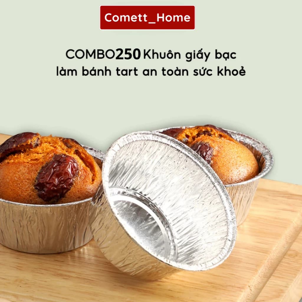 Sét 250 Khuôn Giấy Bạc Nướng Hàu - Chén Giấy Bạc Lót Khuôn Nướng Bánh Tart Trứng