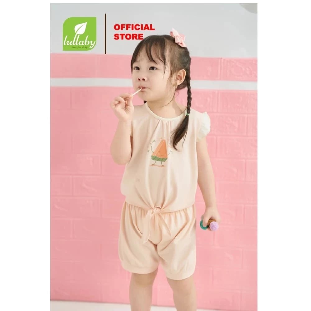 [Lullaby/Chính Hãng] Bộ quần áo cộc tay Lullaby chất sợi tre cho bé gái