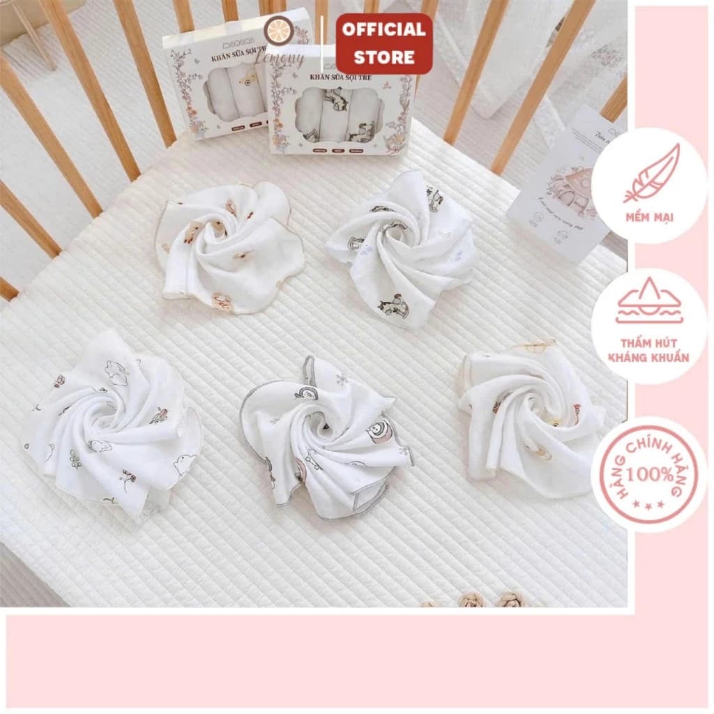 Khăn sữa cho bé Monona chất liệu sợi tre cao cấp size 30x30cm, mềm mại, an toàn cho bé