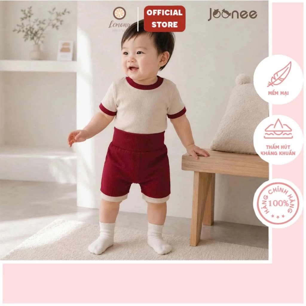 Set Quần Áo Cho Bé Chất Liệu Thun Gân Joonee | Bộ Cộc Tay Mùa Hè Mềm Mát Co Giãn, Quần Áo Trẻ Em 9-24 Tháng