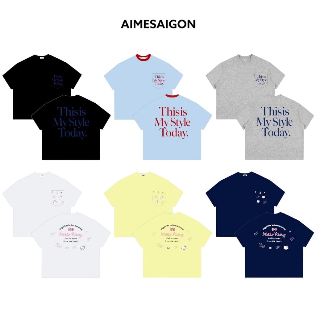 A18 + A19 Aimesaigon Áo Thun Boxy Phối Túi Local Brand Form Rộng Tay Ngắn Cotton 250gsm " KITTY TÚI" Nam Nữ Unisex