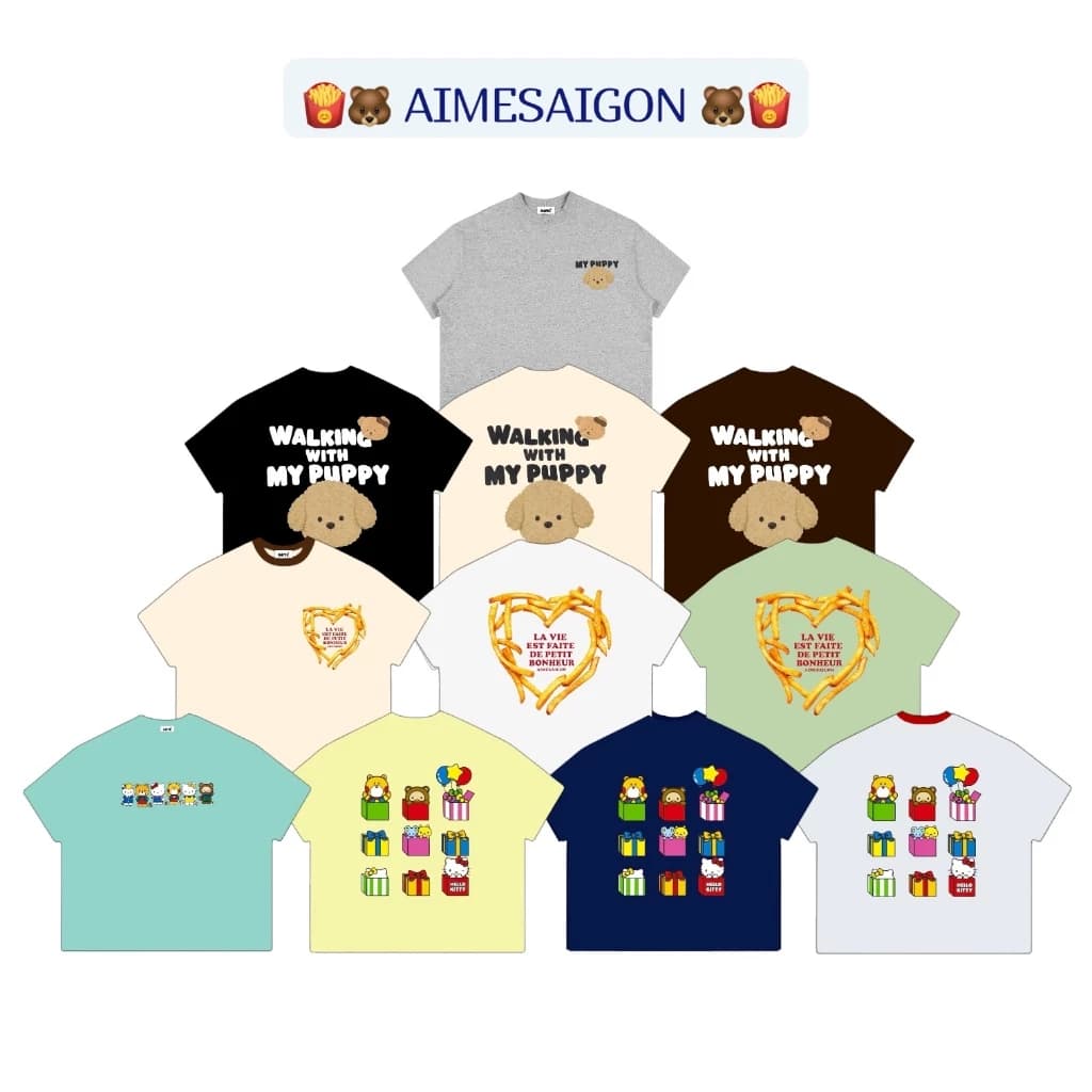 [A15+A16+A17] Aimesaigon Áo Thun Boxy Local Brand Form Rộng Tay Ngắn Cotton 250gsm "PUPPY" Nam Nữ Unisex Mùa Hè