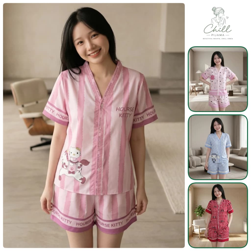 [Chill Pijama] Bộ Pijama Lụa Cát Tay Cộc Quần Ngắn Mặc Nhà Cao Cấp Siêu Mềm Mịn Thoáng Mát