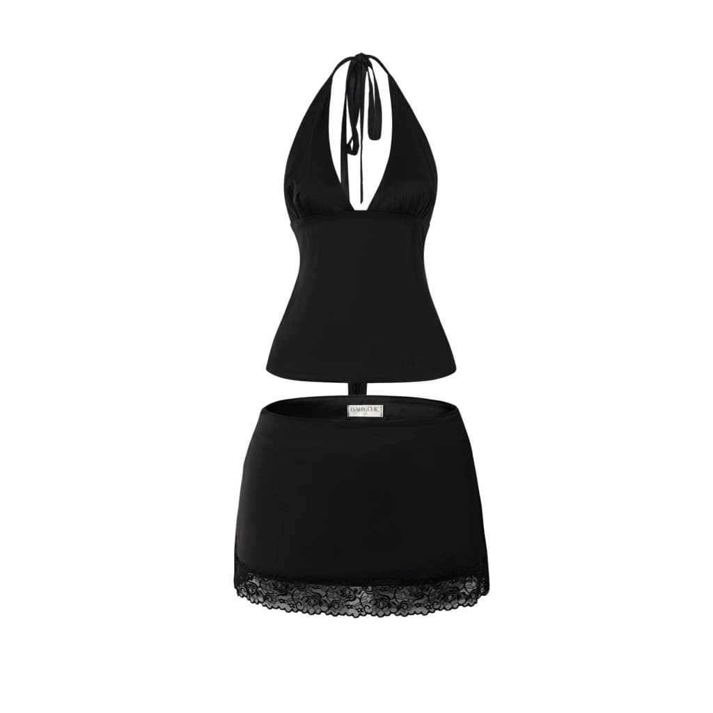 ( IVY SETS ) Set chân váy ren ngắn BAHYCHIC- áo lụa buộc nơ TÁCH LẺ đơn giản lụa TÔ CHÂU | BAHYCHIC