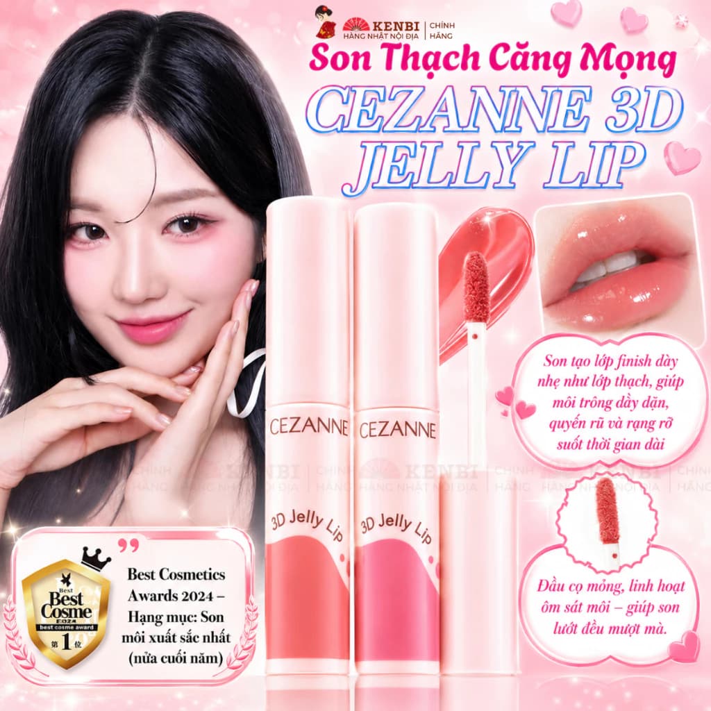 [CHÍNH HÃNG NHẬT BẢN] Son thạch dưỡng môi CEZANNE 3D Jelly Lip – Căng mọng 3D, bóng nhẹ tự nhiên