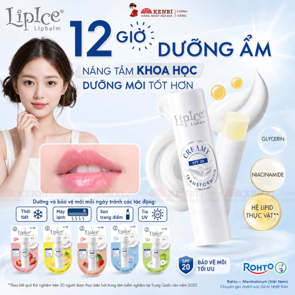 Son dưỡng môi không màu chuyển kem mịn LipIce Creamy 3.3g
