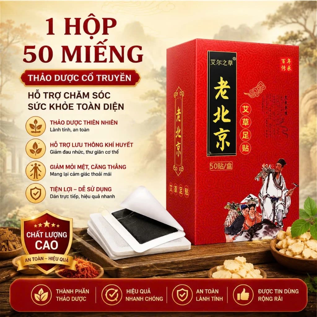 Miếng Dán Thải Độc PTLUXURY Dán Bàn Chân Đông Y Bắc Kinh Giúp Ngủ Ngon, Cải Thiện Giấc Ngủ