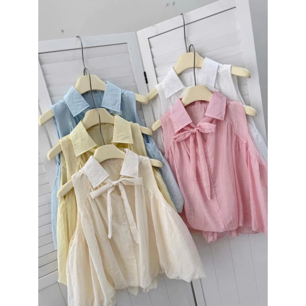 🎀 ÁO SƠ MI SÁT NÁCH DÁNG BẦU THẮT NƠ CỔ - HÀNG HOT TREND 🎀
