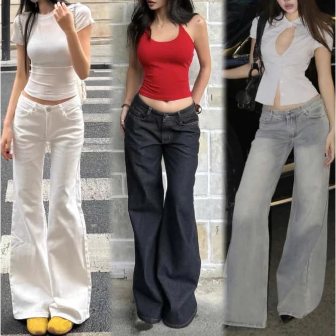 Quần Jean Nữ Lưng Cực Thấp Ống Suông Loe QJL-071