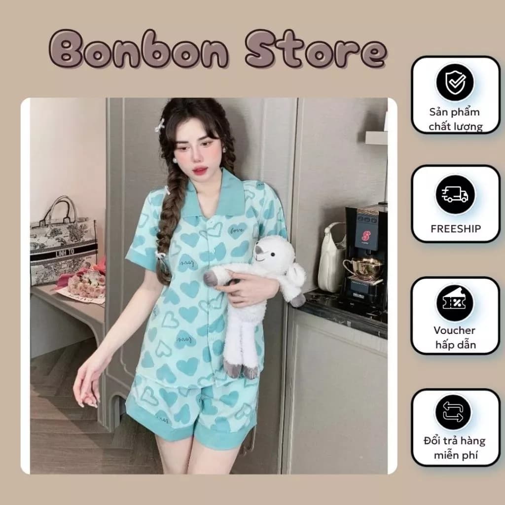 Đồ bộ mặc nhà Pijama tay ngắn quần đùi bộ ngủ nữ mặc tại nhà siêu ẻ vải kate thái hàng tại xưởng