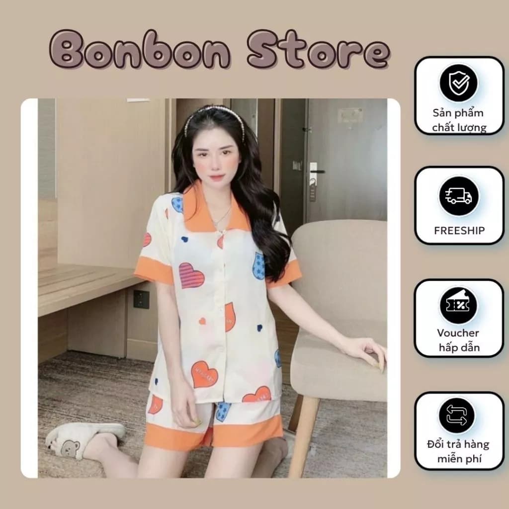 Set đồ bộ nữ áo cộc quần đùi Pijama vải kate thái chất mát không nhăn đồ ngủ nữ mặc nhà giá tại xưởng