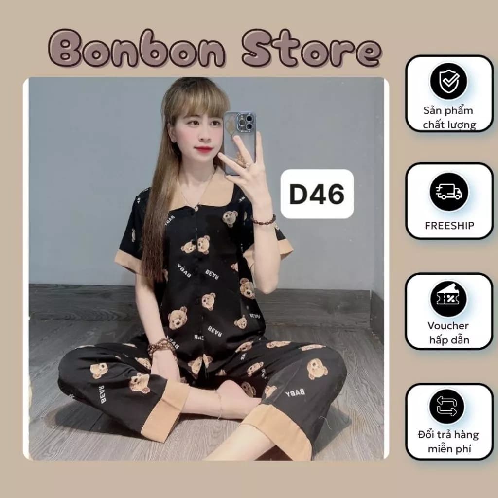 Pijama Đồ Ngủ Nữ Đồ Bộ Áo Cộc Quần Dài Pyjama Đồ Ngủ Mặc Nhà Xinh Vải Kate Thái Chất Mát Siêu Rẻ Xưởng MunLove