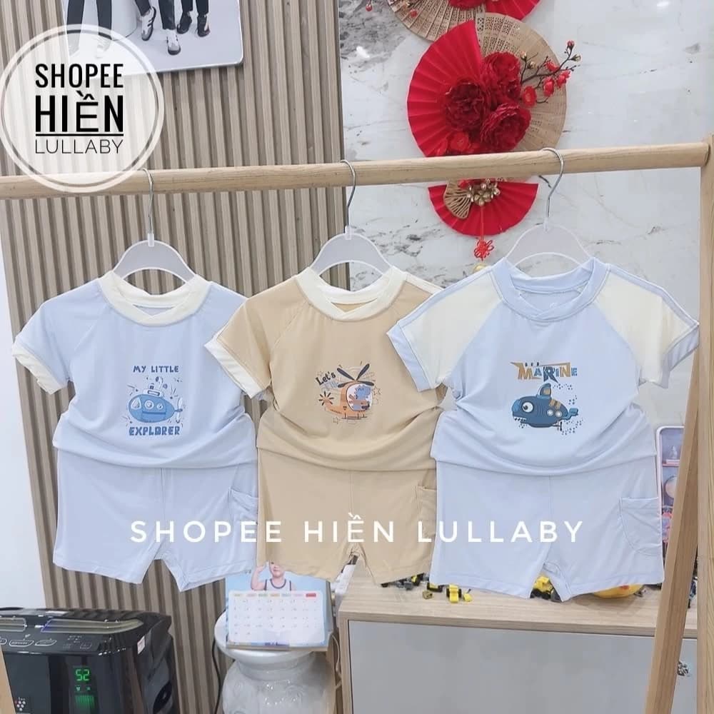 [Lullaby/Chính Hãng] Bộ quần áo cộc tay Lullaby chất sợi tre cho bé trai size 12m - 24m