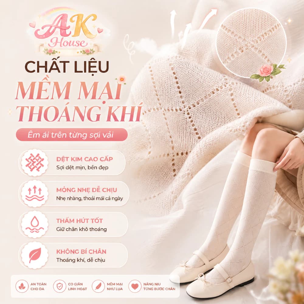 Tất Cao Cổ Nữ TG13 Họa Tiết Quả Trám Hàn Quốc Mỏng Nhẹ Thoáng Khí Co Giãn Mềm Mại Tất Dài Qua Gối Phối Váy Sneaker