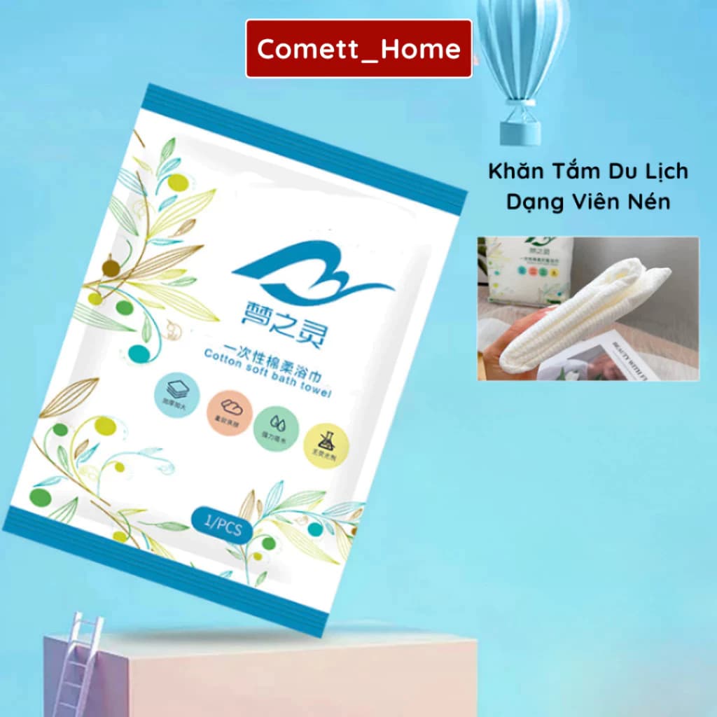 Khăn Tắm Du Lịch COMET Dạng Nén Chất Liệu Catton Mềm Mại Thấm Hút Nước Kích Thước 70x140cm
