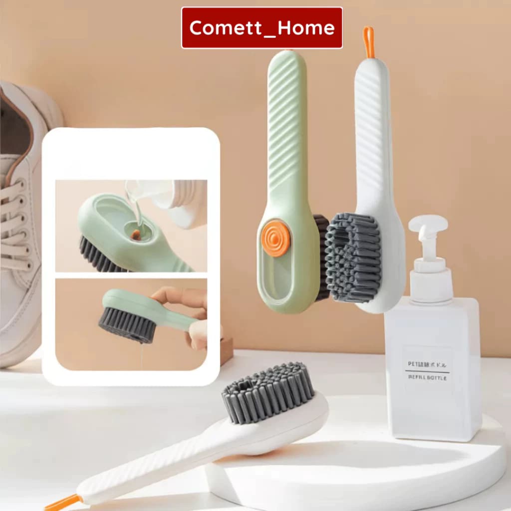 Bàn Chải Vệ Sinh COMET Có Ngăn Chứa Nước Giặt Tiện Dụng - Bàn Chải Đánh Giày Cọ Rửa Dạng Ấn 3in1 Mềm Mại