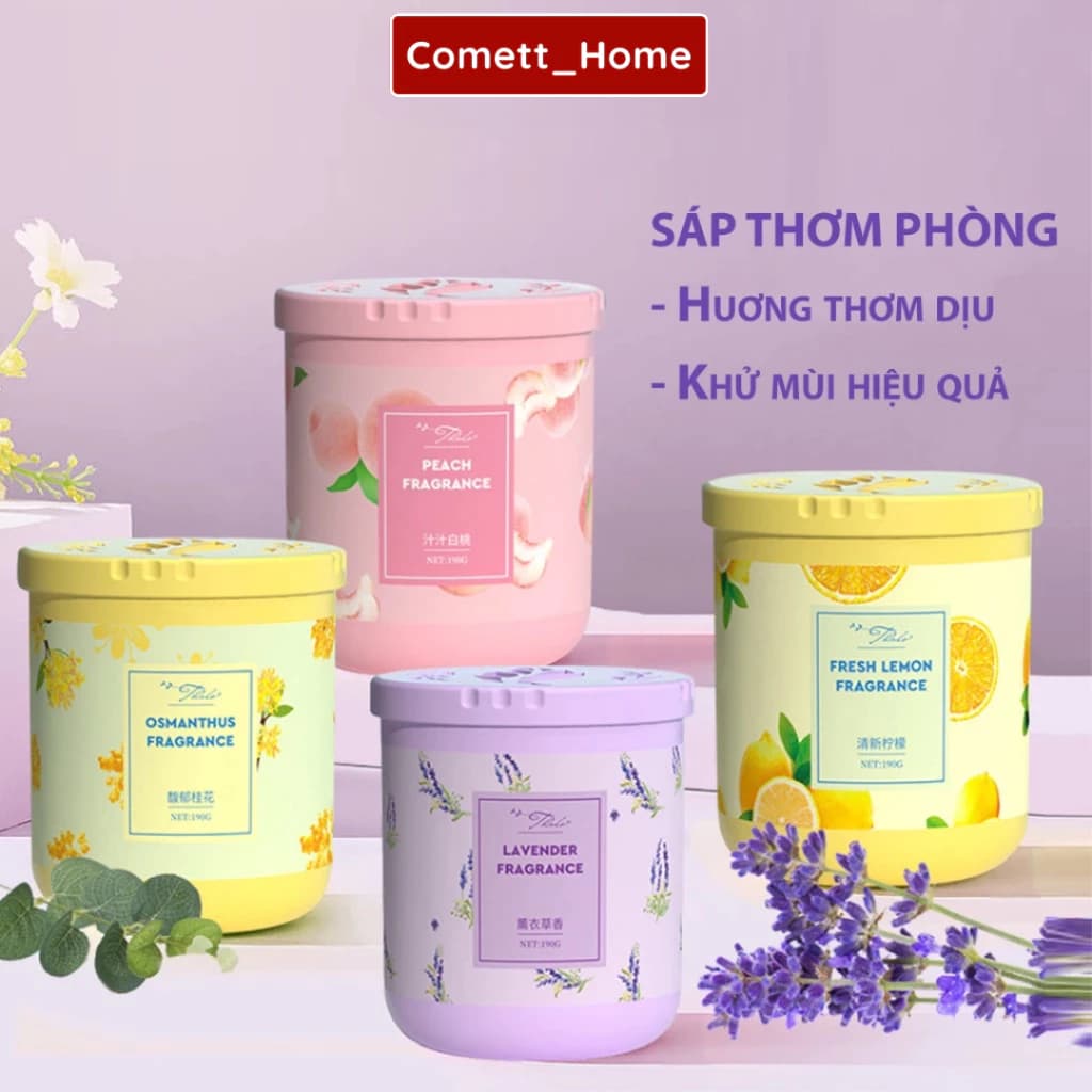 Sáp Thơm Phòng Khử Mùi COMETT 190G Mùi Thơm Dịu Nhẹ Cho Phòng Ngủ Tủ Quần Áo, Sáp Thơm Tủ Đồ Nhà Vệ Sinh