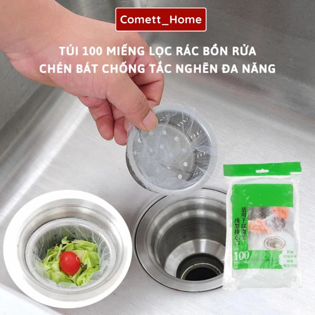 Túi Lọc Rác Bồn Rửa Chén COMET - Túi Lưới Lọc Rác Chất Liệu Tự Phân Hủy Có Bo Chun
