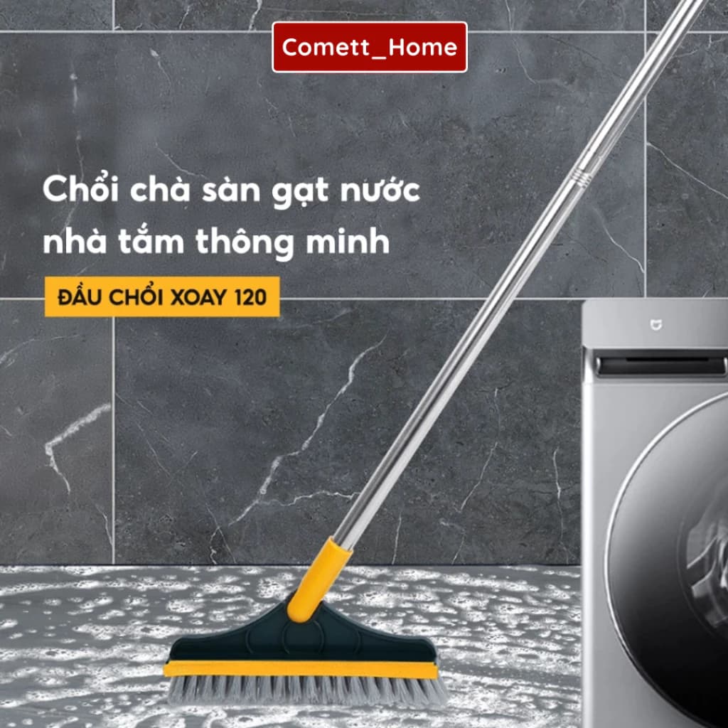 Chổi Chà Sàn Nhà Tắm 2in1 COMET - Cây Gạt Nước Nhà Tắm Thông Minh Vệ Sinh Nhà Cửa Xoay 120 Độ