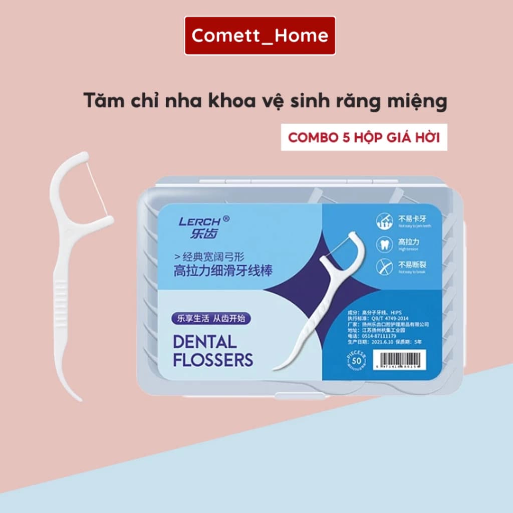 Tăm Chỉ Nha Khoa - COMBO 10 Hộp Tăm Chỉ Nha Khoa Sợi Mảnh 2 Đầu Vệ Sinh Kẽ Răng Chân Nướu Hiệu Quả