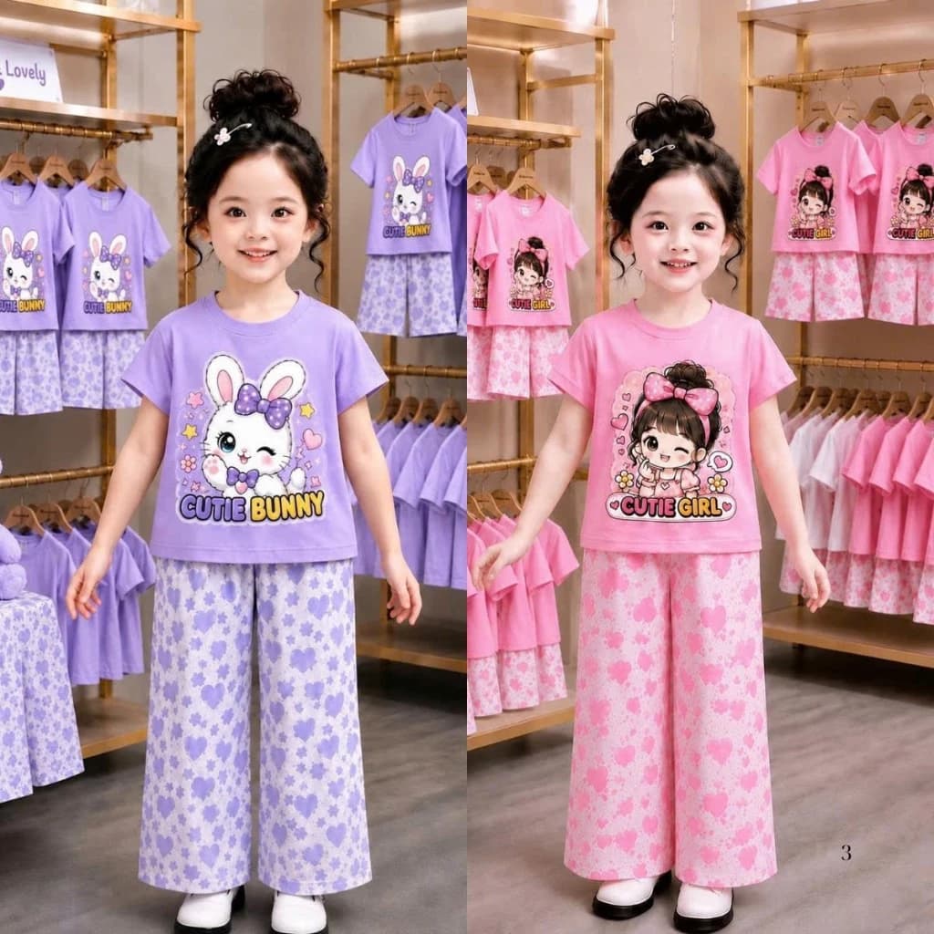 [14-44kg] Set bộ đồ trẻ em, bộ áo cộc quần dài dành cho bé gái chất liệu dẹp mẫu mới mã GIRL