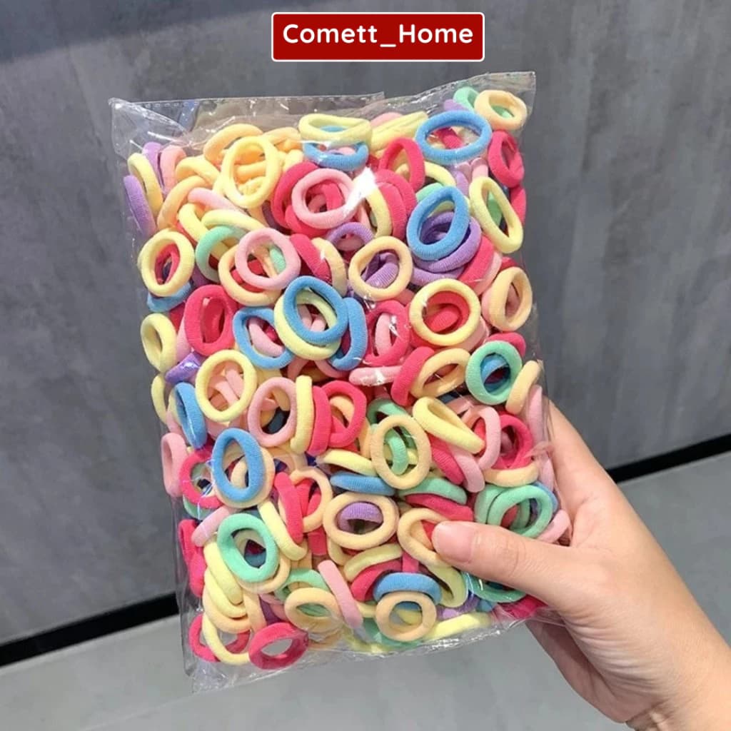 Túi 100 Thun Cột Tóc Bọc Vải Cho Bé Không Đau Không Đứt Tóc Nhiều Tông Màu Không Làm Tổn Thương Tóc, Phụ Kiện Bé Gái