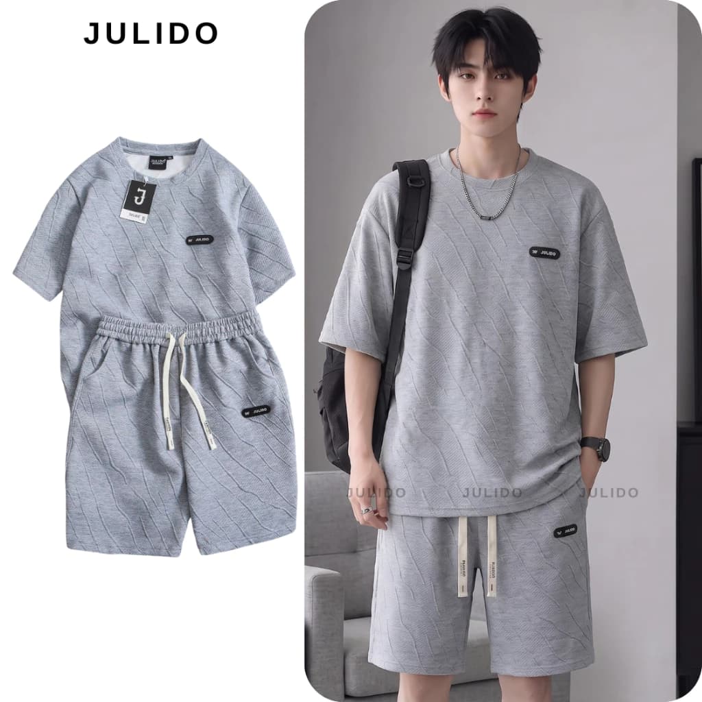 bộ quần áo thun nam hè chất liệu xốp thể thao thoáng mát JULIDO