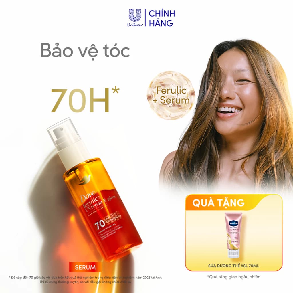 [Live] Serum Bảo Vệ Tóc Trước Tia UV Dove Ferulic+ Repair & Glow 77ML