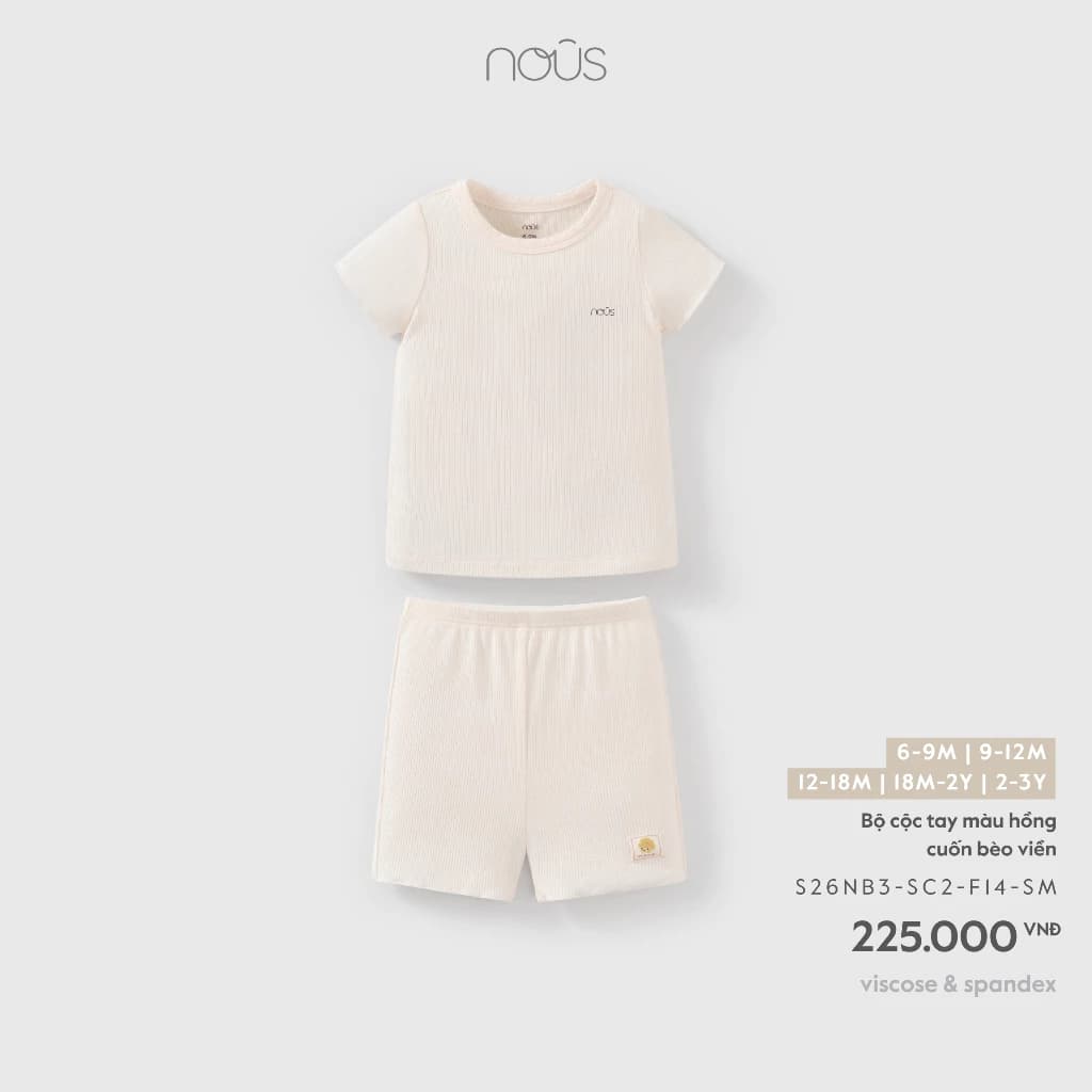 Nous Baby Bộ quần áo cộc tay, bộ cộc chui đầu cho bé gái basic trơn mềm xinh cho bé từ 7.5-15kg BST T7
