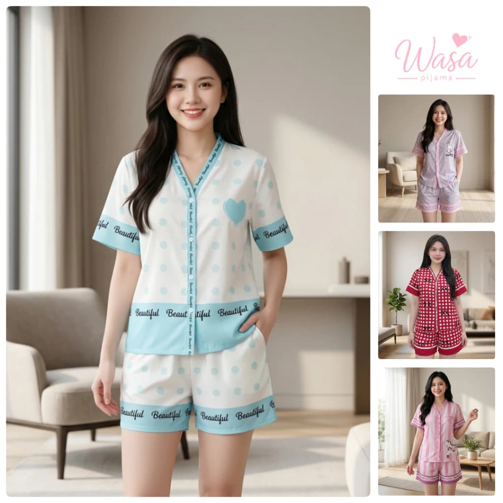 Bộ Đồ Ngủ Nữ Pijama Lụa Cát Tay Cộc Quần Ngắn Siêu Mềm Mịn Họa Tiết Xinh Phong Cách Hàn Quốc