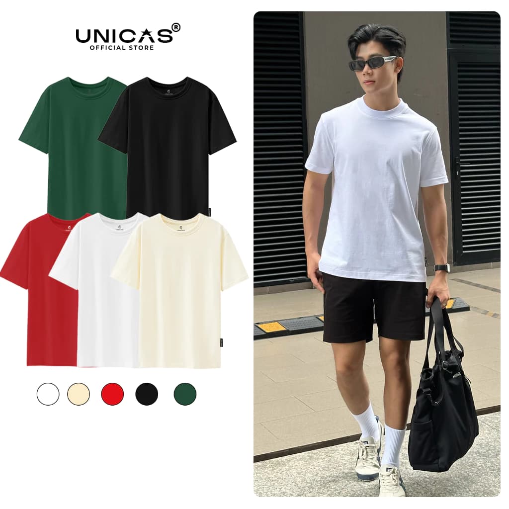Áo Thun Unisex UNICAS Form Regular Fit 100% Cotton Phong Cách Basic Tinh Giản Mặc Thường Ngày