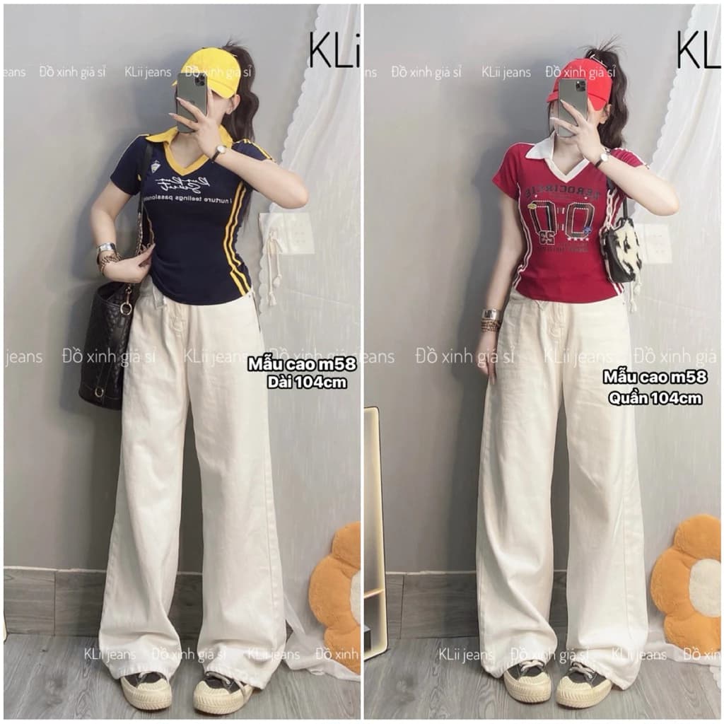 🔥Quần suông jeans kaki 103cm(ống 27-29) KLii vải dày dặn phom  hack dáng🔥KLii sẵn