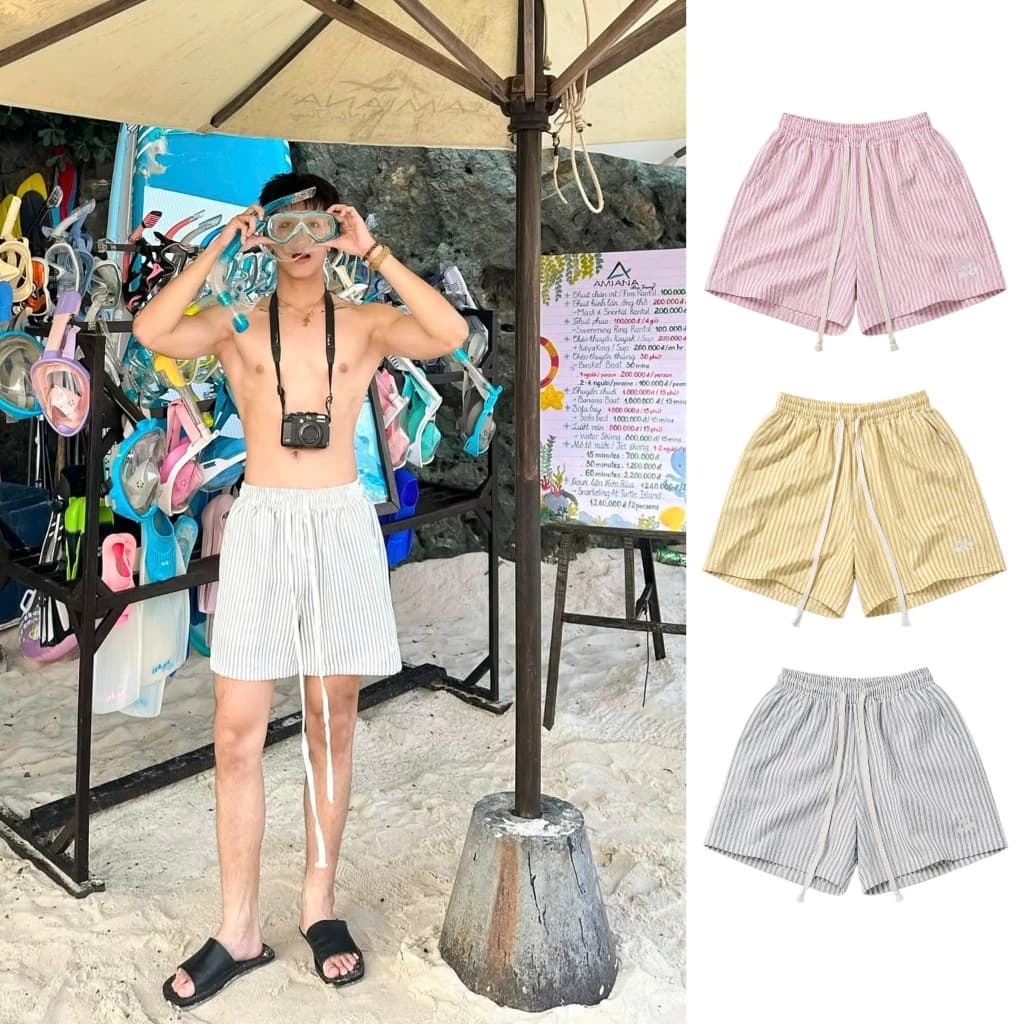 AB HOUSE - Quần short kẻ sọc MARIS mùa hè đi biển dạo phố thời trang nam nữ