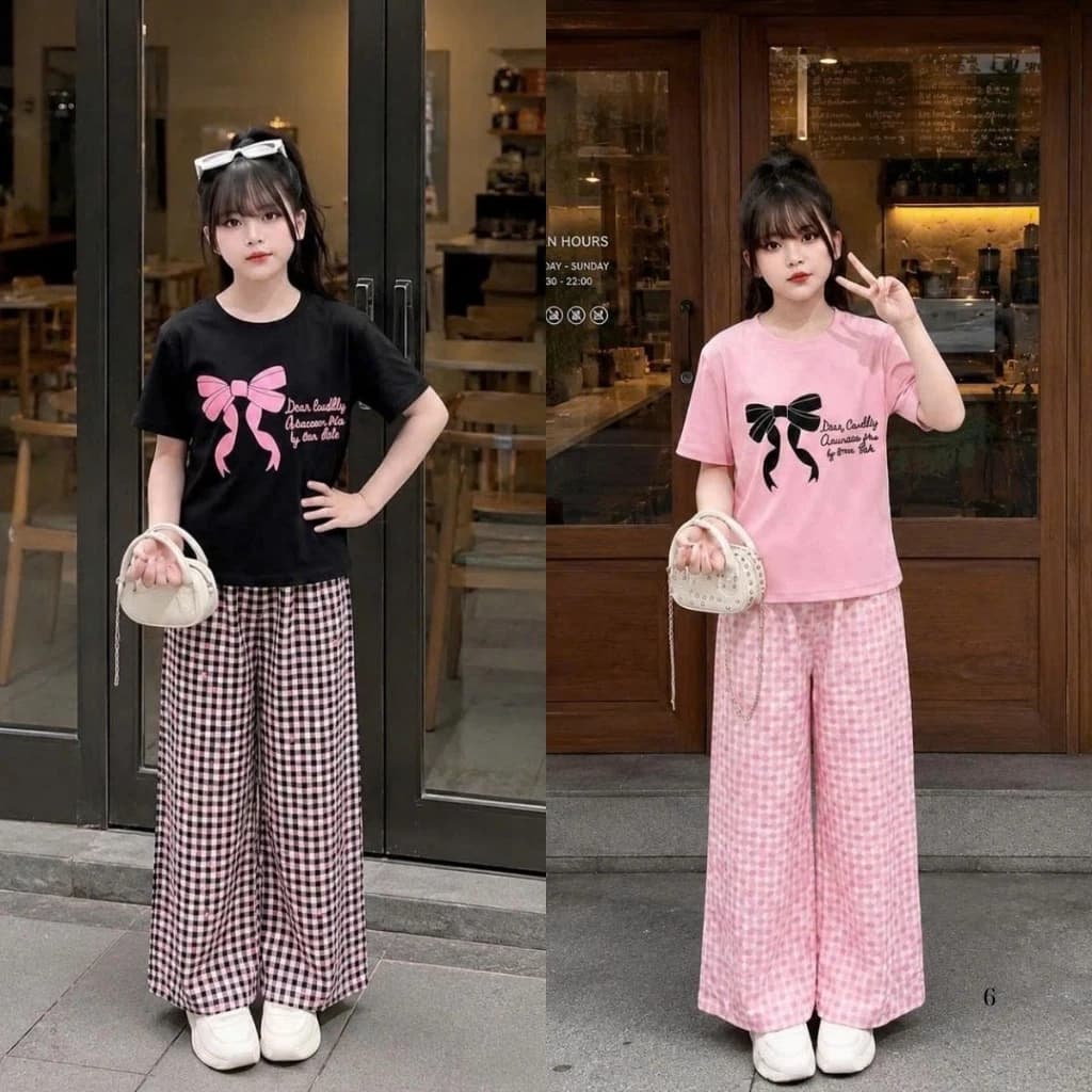 [14-44kg] Bộ quần áo trẻ em, áo cộc quần dài dành cho bé gái thiết kế mới mẫu BỘ DEAR