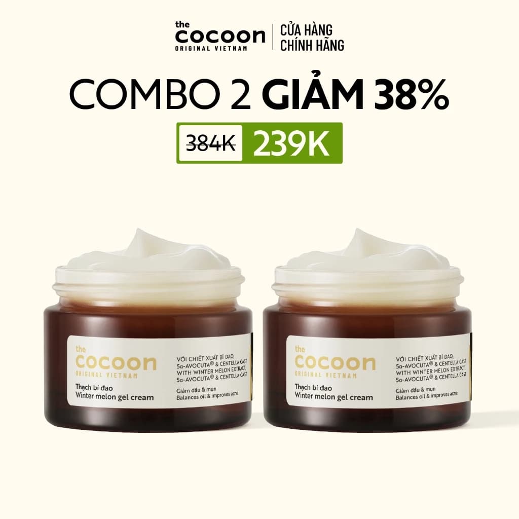 [MUA 2 GIẢM 38%] Combo 2 Thạch Bí Đao (Kem dưỡng) Cấp ẩm & Ngừa mụn Cocoon 30ml