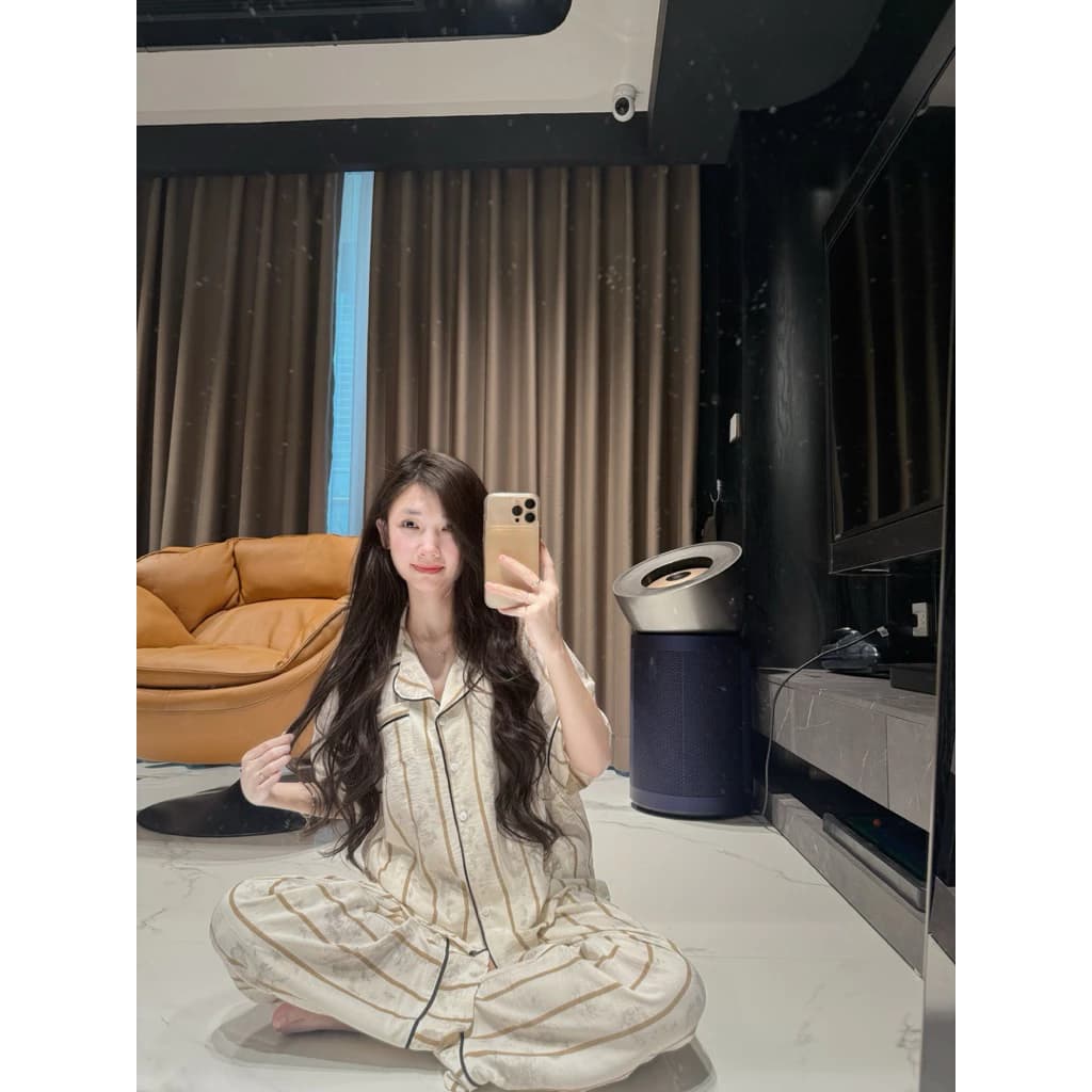 (Ảnh thật tự chụp) Set pijama CỘC TAY - QUẦN DÀI kẻ sọc LOANG mềm mịn chất mát BY CHUN