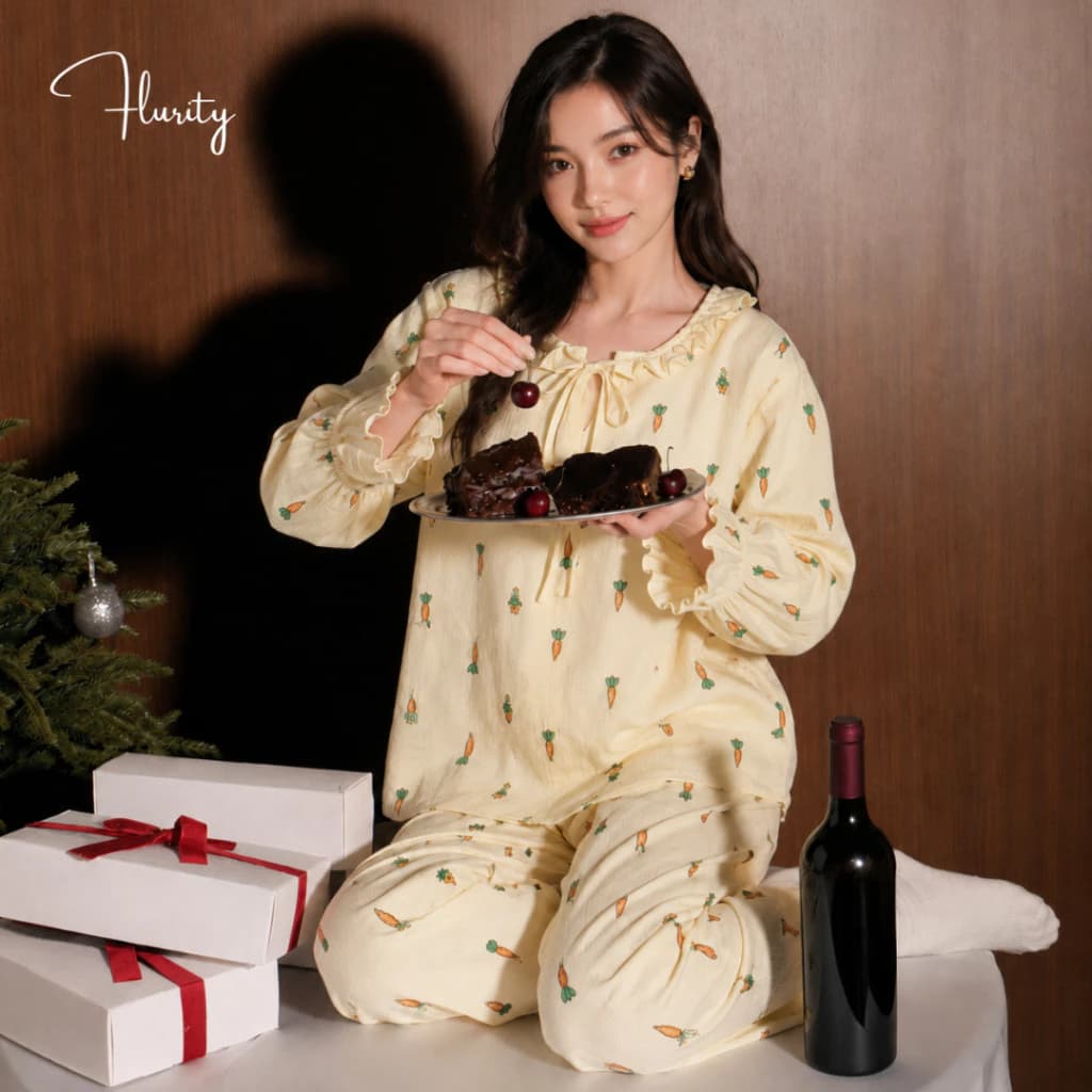 Set Bộ Đồ Pijamas Ngủ Dài Thiết Kế Cao Cấp Nữ Mặc Tại Nhà Gợi Cảm Jena Pyjamas Xinh Xắn Dễ Thương Mềm Flurity BDTDCS159