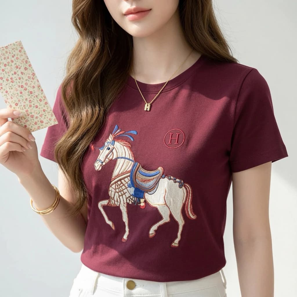 🌸  Áo Thun Nữ Cotton In Hình Ngựa Cao Cấp – Phong Cách Hàn Quốc Sang Chảnh – Tiệm Đồ Kristy 🌸