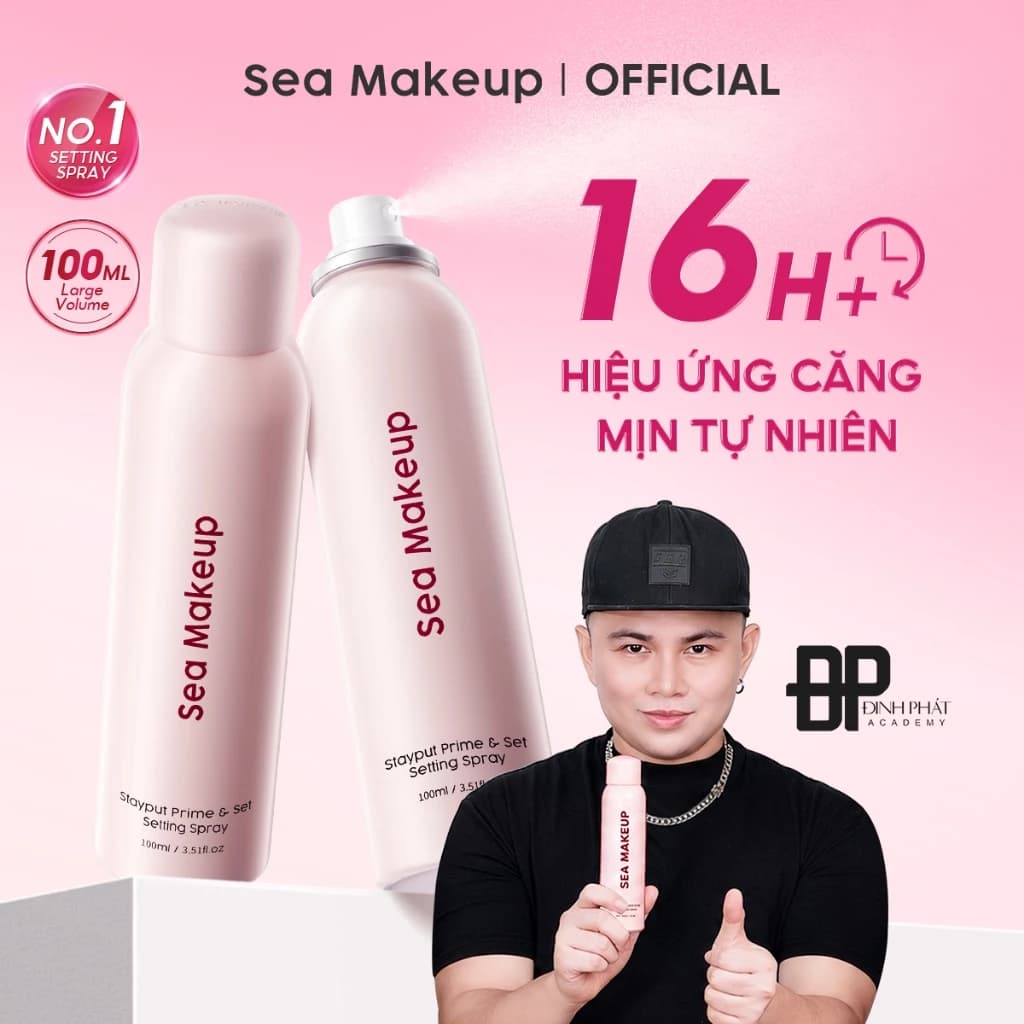 [Dùng Mọi Da] Combo 2 Xịt khoá nền Sea Makeup Setting Spray Hỗ trợ 16H+++ dưỡng ẩm lâu trôi và hiệu quả lì mịn 100ml