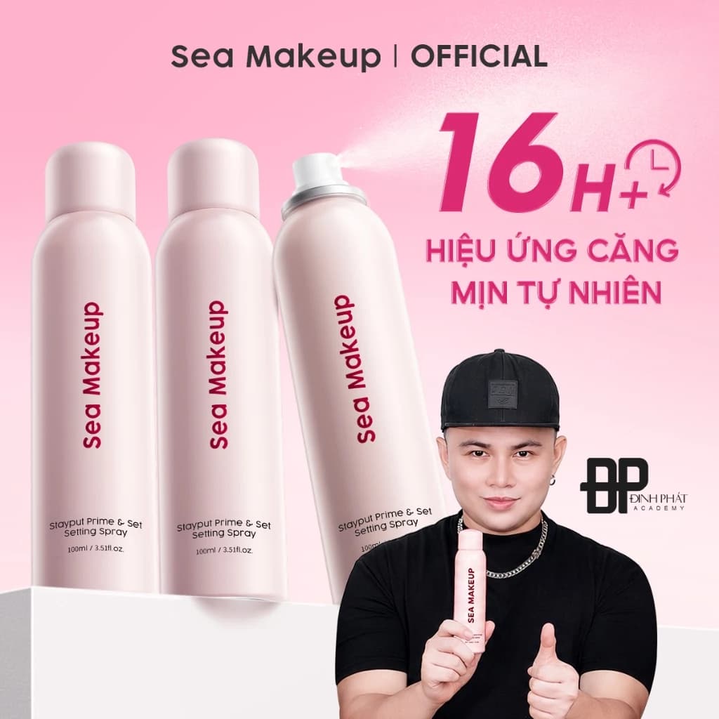 [Giảm 10%] Combo 3 Xịt khoá nền Sea Makeup Stayput Prime & Set Setting Spray Hỗ trợ 16H+++ lâu trôi và hiệu quả lì mịn