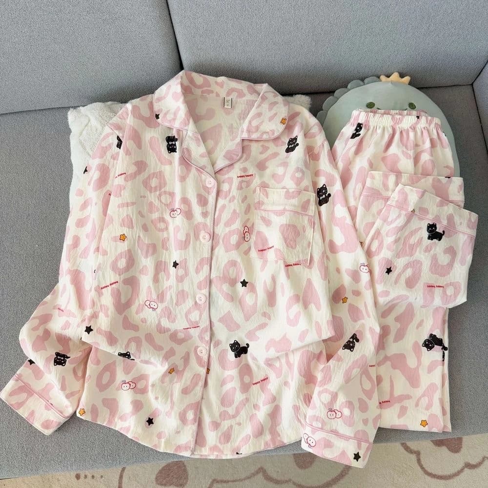 [Sẵn] Bộ ngủ pyjama nữ áo dài quần dài nhiều hoạ tiết mặc nhà đáng yêu 636