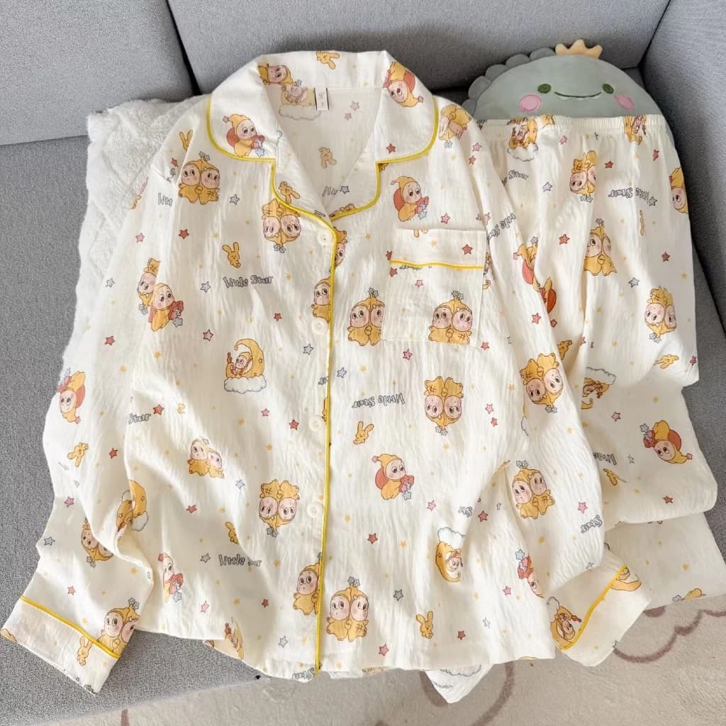 [Sẵn] Bộ ngủ pyjama nữ áo dài quần dài nhiều hoạ tiết mặc nhà thoáng mát 643