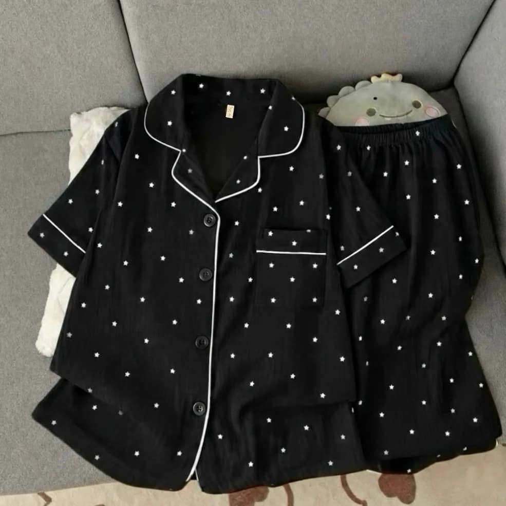 [Sẵn] Bộ ngủ pyjama nữ áo ngắn quần dài nhiều hoạ tiết mặc nhà mềm mát 652
