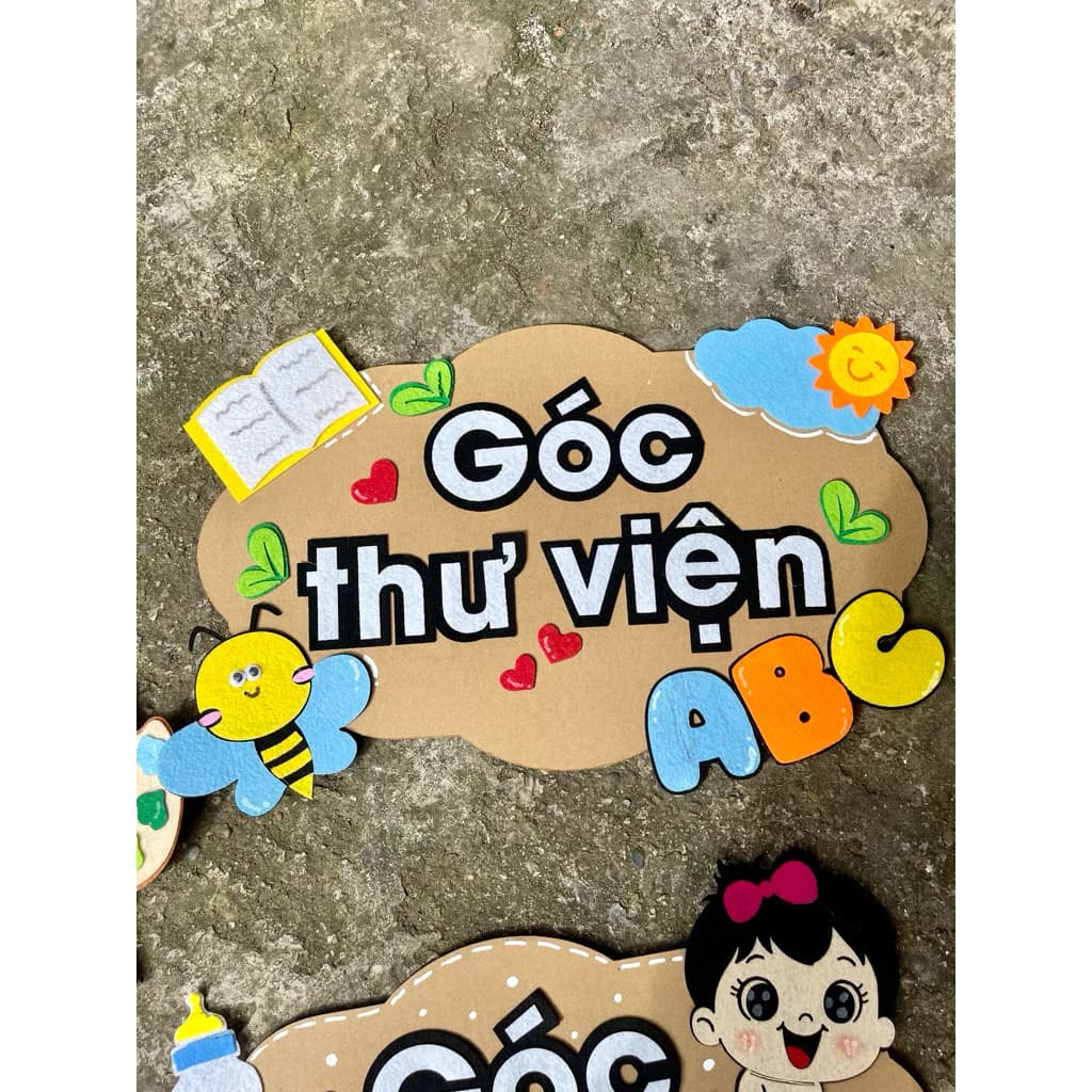 Bảng tên góc mầm non, bảng tên trang trí góc lớp, bảng tên các góc mầm non đẹp